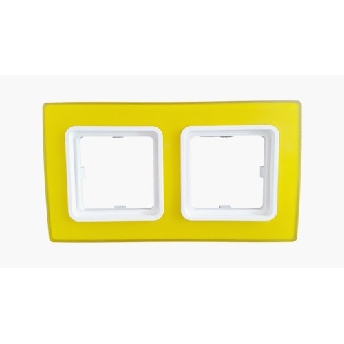Rama Barva pentru 2 aparate, lemon, Hager cod 29000206